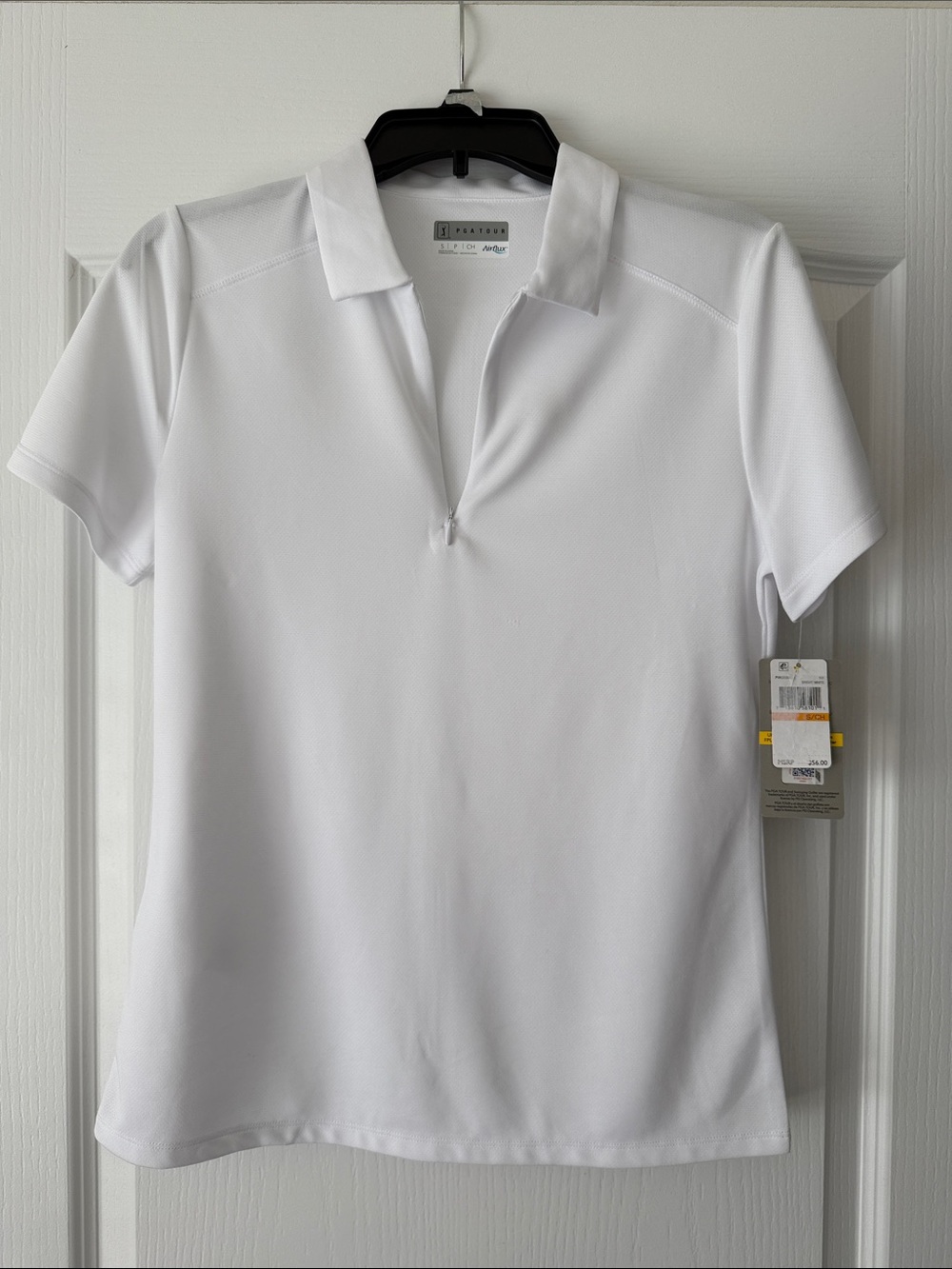 PGA Tour Air Flux White Short-Sleeve Zip Polo Sm NWT
